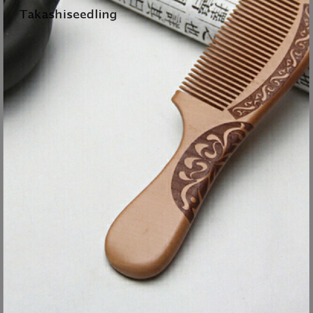 Bộ 0 Lược Gỗ Đào Tự Nhiên Mát Xa Da Đầu Chống Tĩnh Điện
