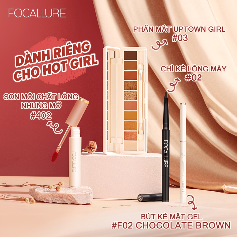 Bộ Mỹ Phẩm 4 Món Focallure Gồm Son Môi + Kem Nền + Bút Kẻ Mày + Kẻ Mắt Kèm Túi Đựng 0.1kg/4pcs