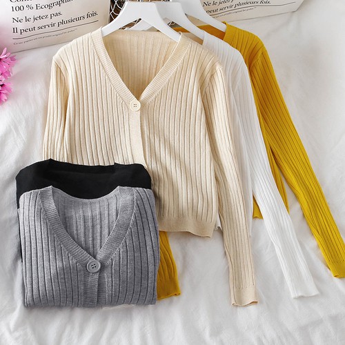 Áo khoác cardigan nữ len mỏng dệt kim ulzzang Hàn Quốc màu sáng | BigBuy360 - bigbuy360.vn