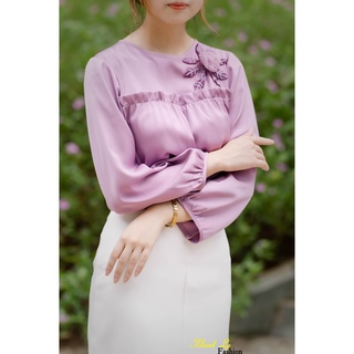 Áo thiết kế khanh ly fashion lụa cao cấp hoa hồng tím