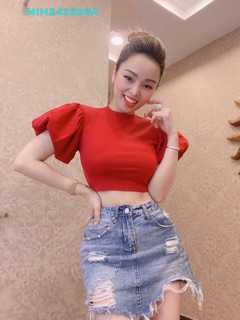 Áo thun croptop tay phồng