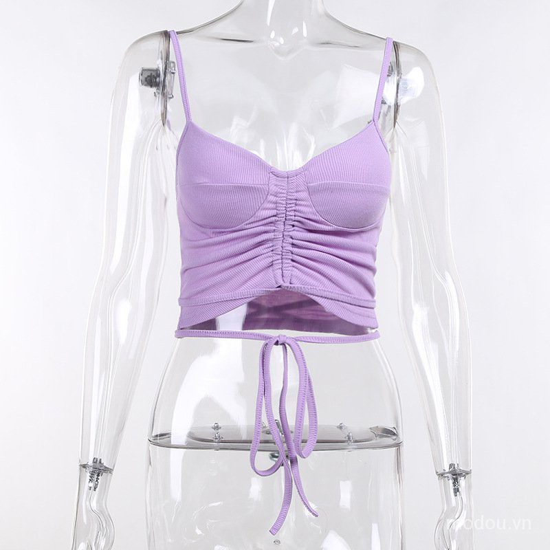 Áo Lửng Hai Dây Phối Dây Rút Gợi Cảm Cho Nữ