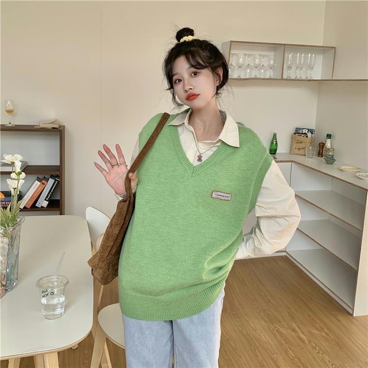 Áo Gile Len Caro Xanh Sóng, Áo Len Gile Nữ FreeSize Hàng Quảng Châu Dễ Thương