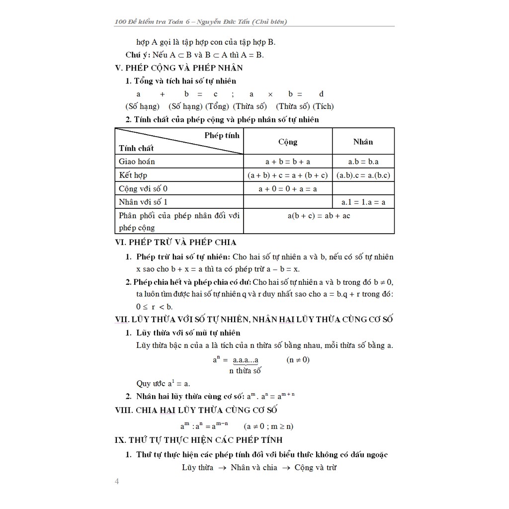 Sách - 100 Đề Kiểm Tra Toán Lớp 6