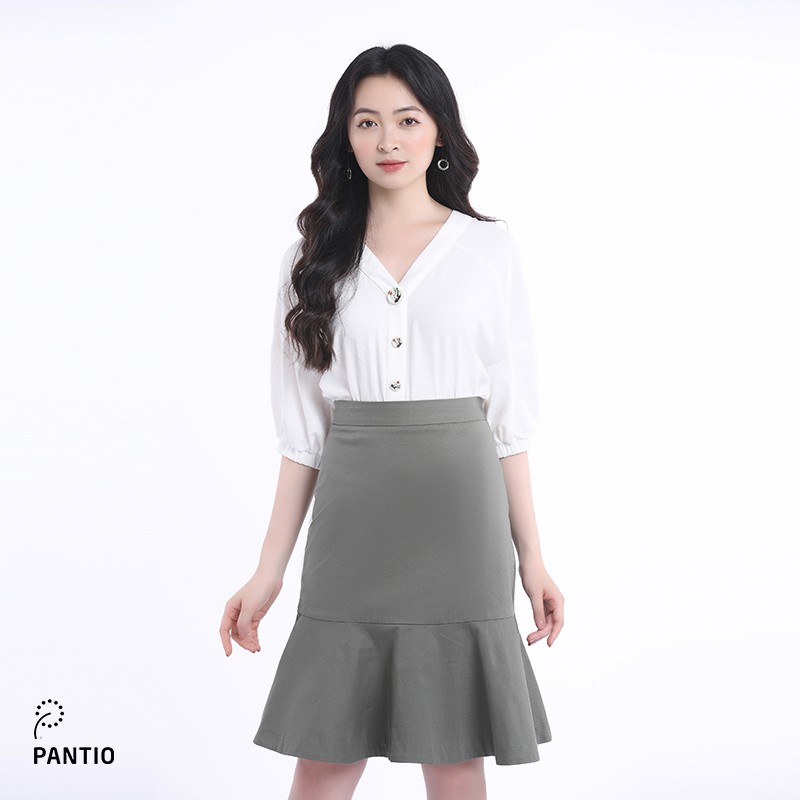 Áo sơ mi nữ chất liệu thô tay lỡ, dáng suông đính cúc FAS32639 - PANTIO