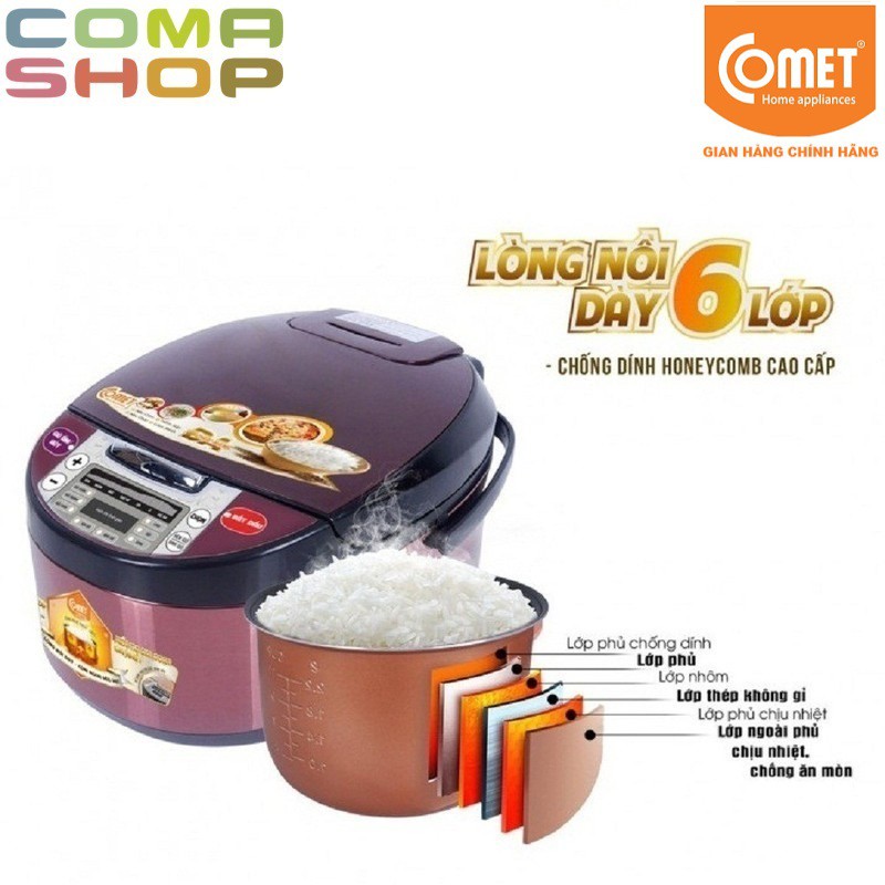 CM8086N8 - NỒI CƠM ĐIỆN TỬ NẮP GÀI 3D COMET 1.8L (5-6 NGƯỜI ĂN) BẢO HÀNH CHÍNH HÃNG 12 THÁNG