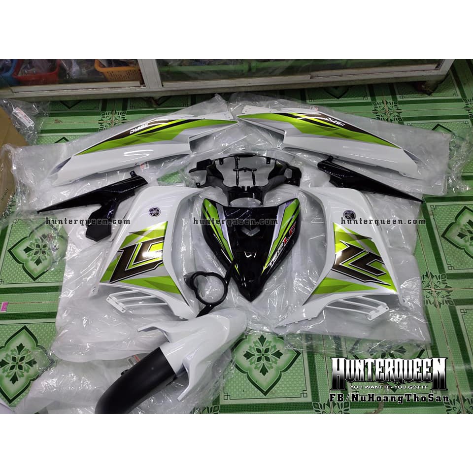 Tem rời Exciter 2011 - Chất liệu crom - LC 2017 trắng, mặt nạ đen - Tùy chỉnh theo yêu cầu