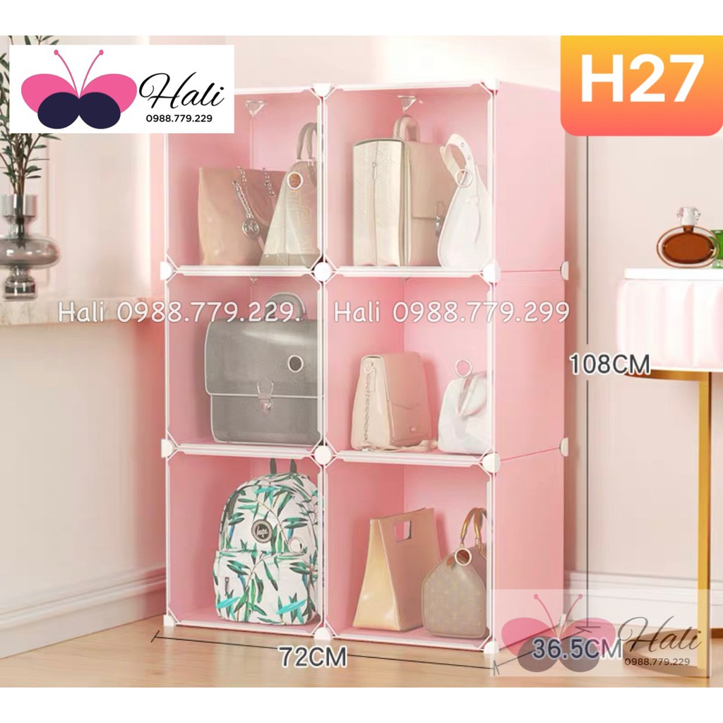 TỦ NHỰA GHÉP ĐỰNG BALO, TÚI XÁCH ĐA NĂNG, GỌN NHẸ, DỄ LẮP RÁP, TIỆN NGHI. Tặng búa+ chốt.