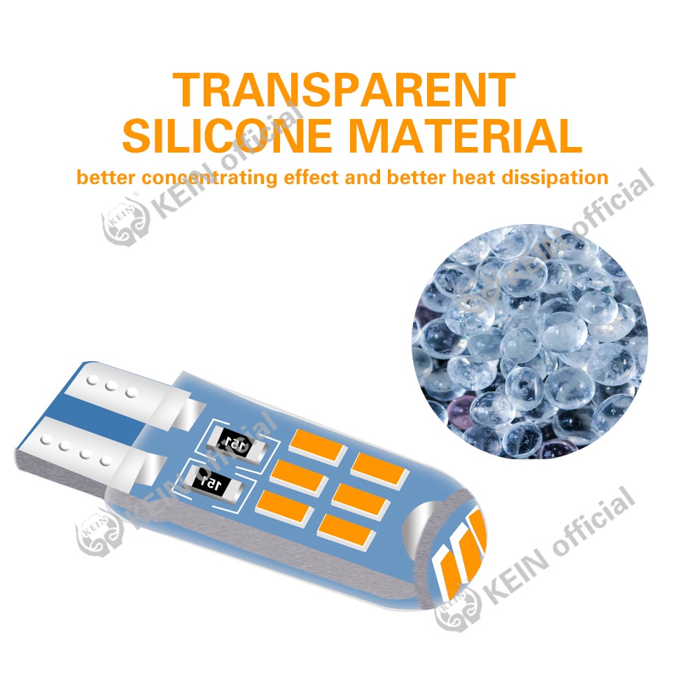 Bóng đèn LED T10 có vỏ silicon dành cho trang trí thay thế vòm xe ô tô W5W 194 168 15SMD 4014 DC12V