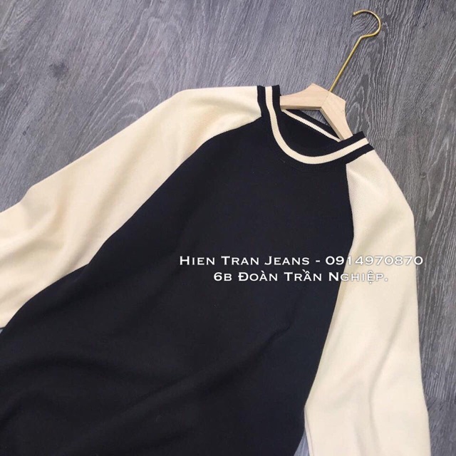 Váy suông nữ dài tay phối tay be bo viền chất umi | BigBuy360 - bigbuy360.vn