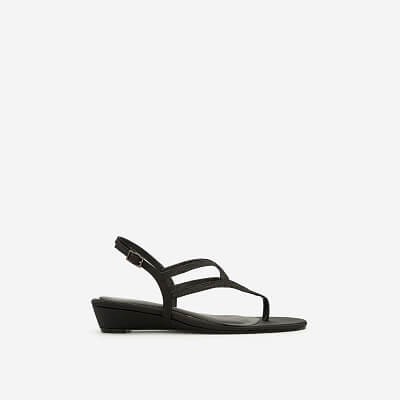 Vascara Giày Sandal Satin Quai Kẹp - SDX 0414 - Màu Đen Mới Về