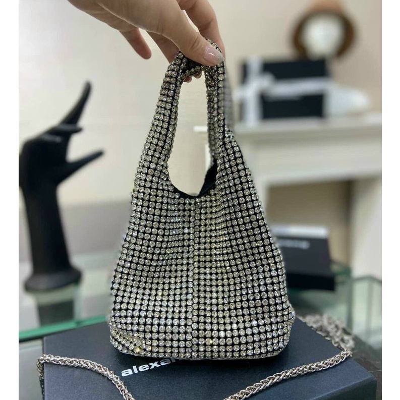 Túi ALEXWANG Đính Đá Lấp Lánh Khoác Tay Sang Chảnh Fullbox Túi Vải Hãng Dây Dài Đeo Chéo
