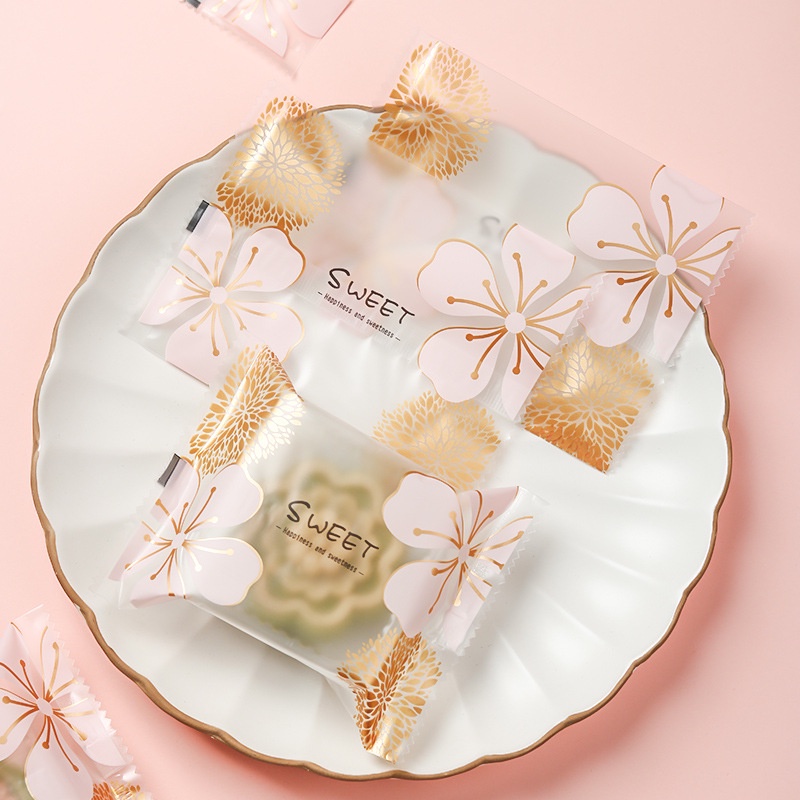 Set 100 túi đựng bánh trung thu/ bánh quy/ kẹo OSSAYI thiết kế thủ công nhiều kiểu dáng đáng yêu cho lễ trung thu