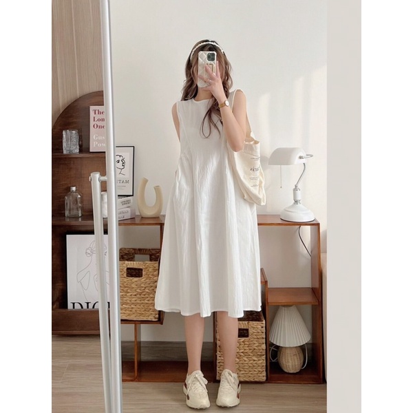 [Ảnh thật/Video] Đầm babydoll sát nách chocopie Hàn Quốc dáng dài Đầm đũi mềm Quảng Châu