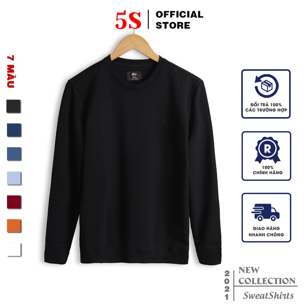 Áo Nỉ Nam 5S Cổ Tròn, Chất Cotton USA Cao Cấp Mềm Mịn, Không Xù, Phom Ôm Vừa Trẻ Trung (ANI013-08)