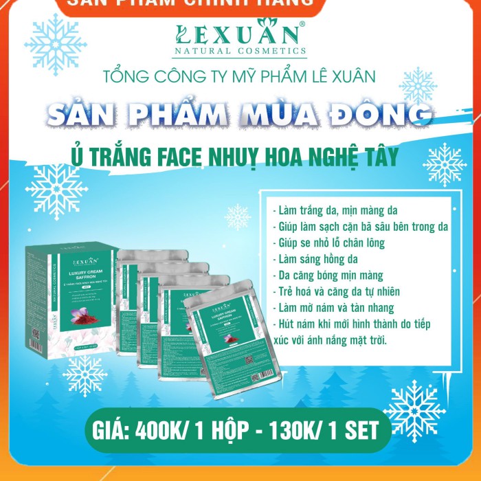 Ủ Trắng Nhụy Hoa Nghệ Tây Lê Xuân Lê Xuân Cosmetic - Trắng mịn da, se nhỏ lỗ chân lông, mờ nám và tàn nhang sạch bã nhờn | BigBuy360 - bigbuy360.vn