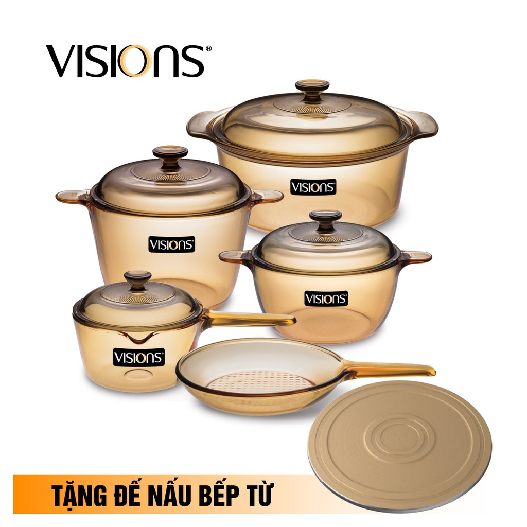 Bộ nồi thủy tinh Visions VS-339 - Bảo Hành 10 năm - Xuất xứ từ Pháp - Hàng chính hãng