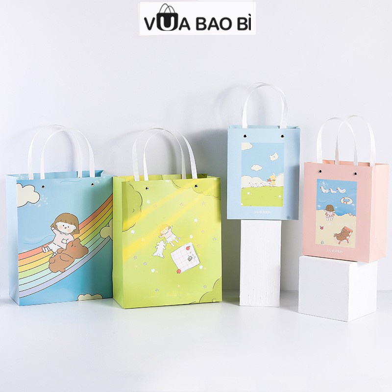 Túi giấy đựng quà dễ thương hoạ tiết hoạt hình cute VUA BAO BÌ