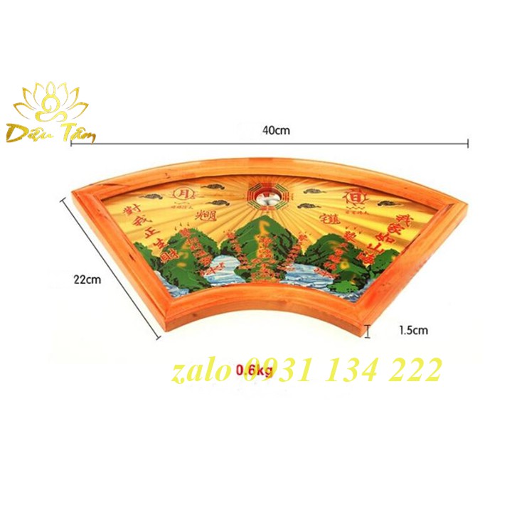 Tranh sơn hải trấn hình quạt phong thủy trang trí nhà cửa