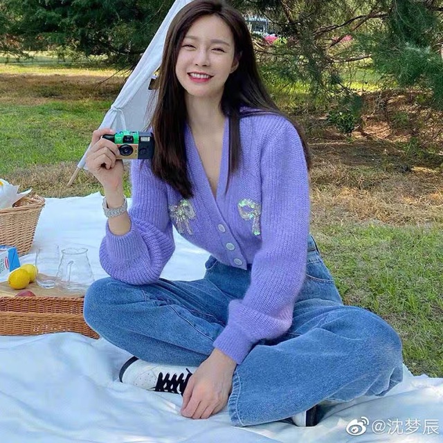 Áo len tím nơ cừơm ĐỊCH LỆ NHIỆT BA tay dài hot trend phong cách ulzzang SAM SAM BOUTIQUE