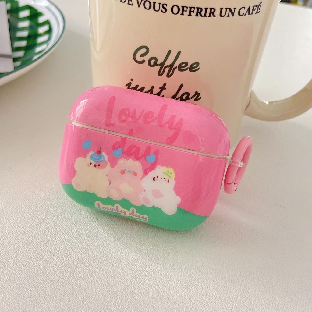 Vỏ Bảo Vệ Hộp Sạc Tai Nghe Airpods Pro 1 / 2 3 2021 gen3 Bluetooth Không Dây Bằng Silicon IMD TPU Mềm Hình Gấu Hồng Dễ Thương