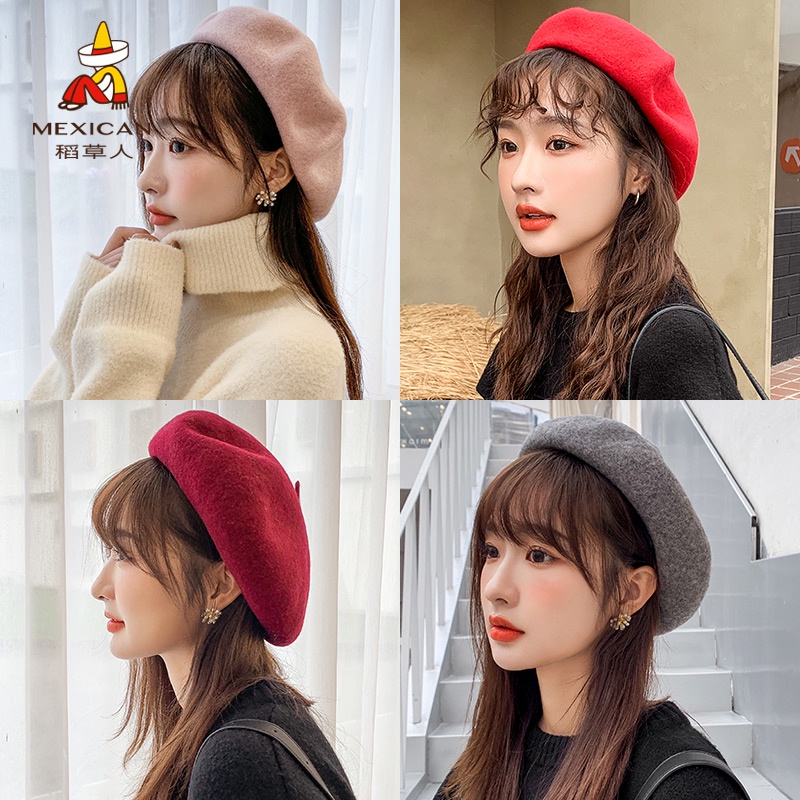 Mũ beret phong cách thời trang Nhật Bản Hàn Quốc thu đông mới 2021