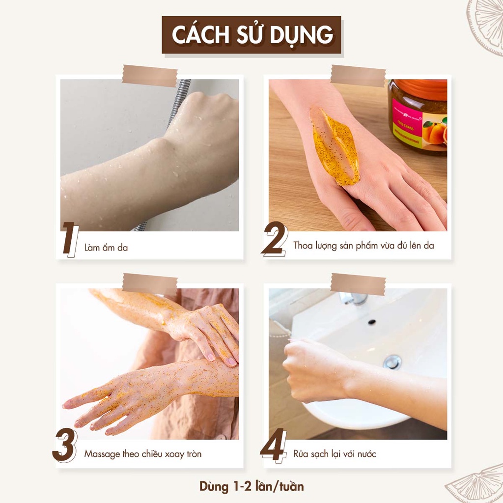 Tẩy Tế Bào Chết Exlusive Cosmetic Body Trắng Sáng Mềm Mịn Da Cam Chanh Exclusive Cosmetic Grapefruit Lime Apricot 380g