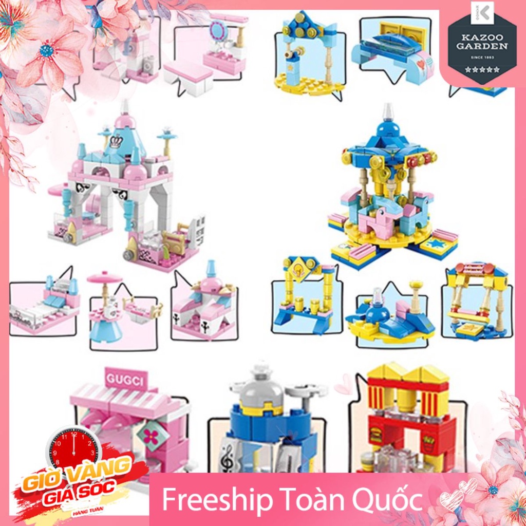 [FREESHIP❤️] Combo Xếp Hình Cửa Hàng Và Cung Điện Công Chúa Dành Cho Bé 427 Mảnh Ghép Chất Liệu Nhựa ABS An Toàn