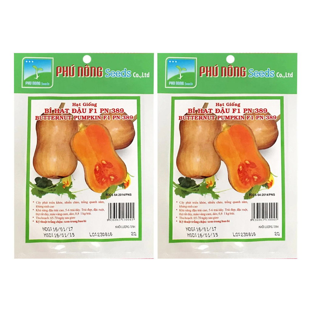 Hạt Giống Bí Hạt Đậu F1 Phú Nông 389 (Vườn Sài Gòn - Vuon Sai Gon) hạt giống chắc khỏe tỉ lệ nẩy mầm 98%