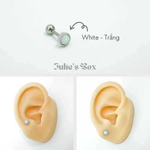 Khuyên Tai Nam Nữ Đá Opal Thân Bạc Unisex Cá Tính Không Gỉ Không Ngứa Không Bay Màu Julies Box 66