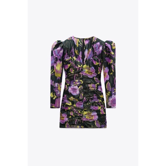 ZARA Đức - Đầm chính hãng auth new tag cao cấp có sẵn sale váy 2244/630 body voan gân kính hoa form ôm