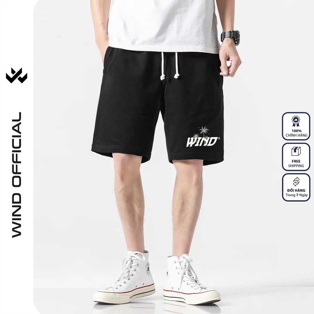 Quần short thun nam nữ WIND unisex ống rộng SUMMER đùi lửng ngố thời trang mặc nhà