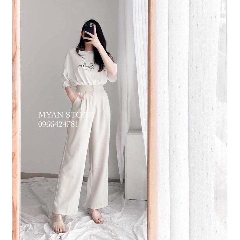 Set áo chữ + quần ống rộng