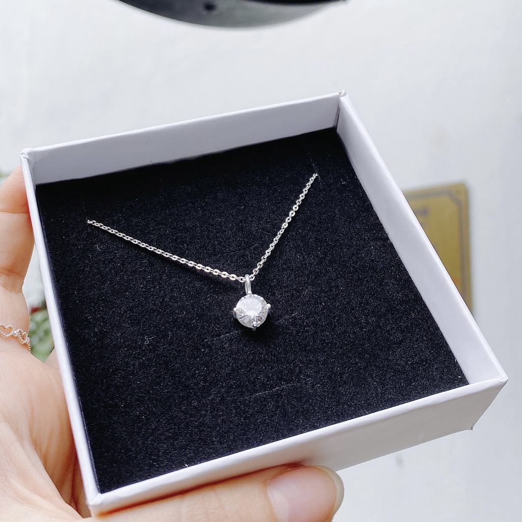 Dây Chuyền Bạc Ta S925 Cao Cấp CaoBac Silver Bốn Chấu KIm Cương Nhân Tạo Đơn Giản, Sang Trọng Cho Bạn Gái