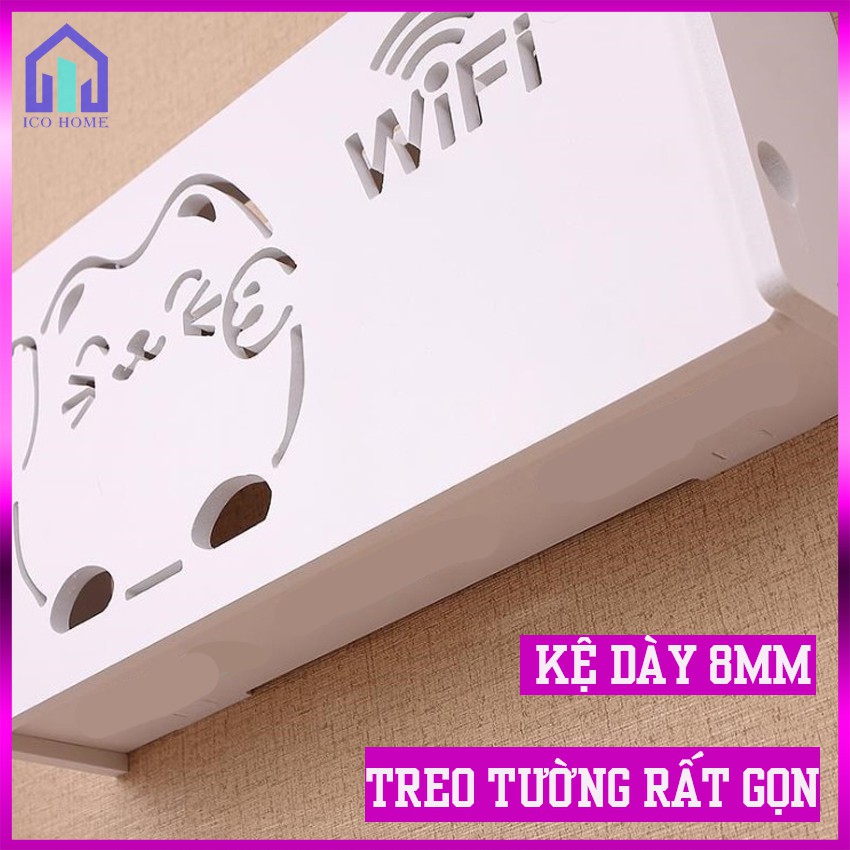 Hộp đựng wifi treo tường KHÔNG CẦN KHOAN hình mèo thần tài kiểu mới, giá rẻ - ICO HOME