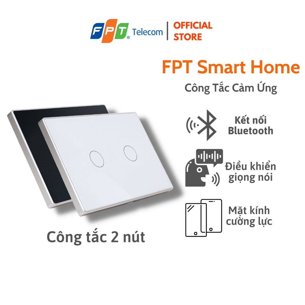 Công Tắc Cảm Ứng Thông Minh FPT Smart Home - Mặt Kính Cường Lực - Kết nối Bluetooth Mesh - 1 Đến 4 Nút - Đen/Trắng