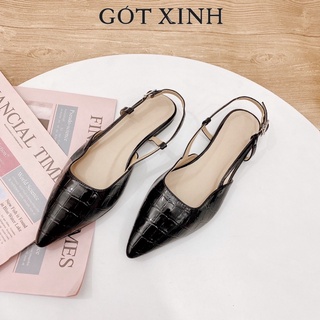 Giày sandal bít mũi GÓT XINH SD4 da rắn đế vuông