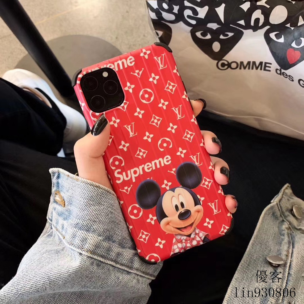 Lv Ốp Điện Thoại Họa Tiết Kẻ Sọc Hình Chuột Mickey Cho Iphone 12 Mini 11 12Pro Max SE2 Mobile