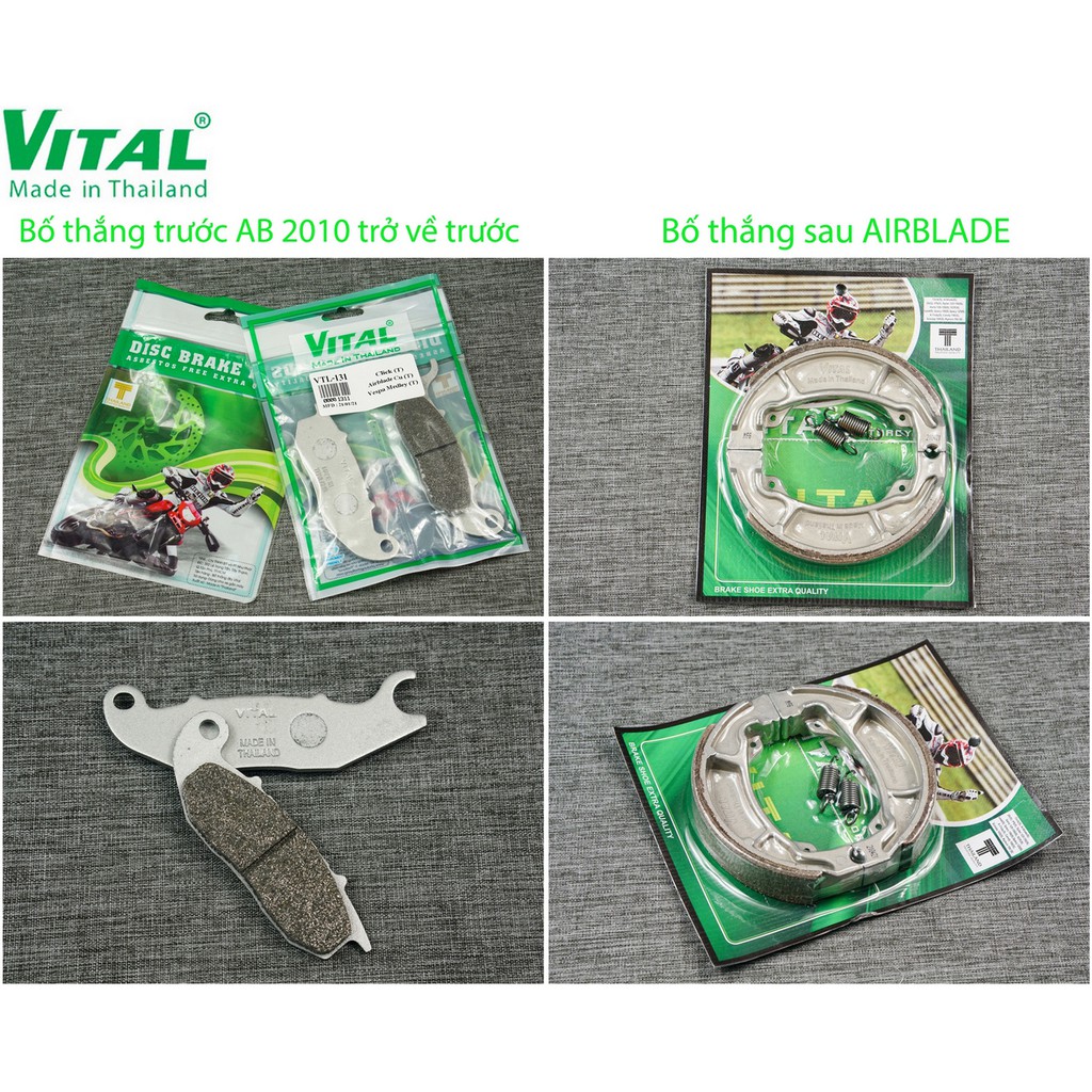 Bố thắng đĩa sau + trước AB, AIRBLADE - hiệu VITAL - Má phanh xe máy, bố thắng đĩa VITAL chính hãng Thái lan