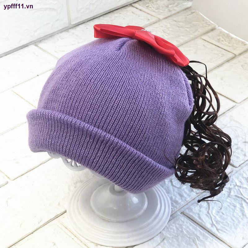 Mũ trùm đầu kèm tóc giả xoăn xinh xắn cho bé gái chất lượng cao