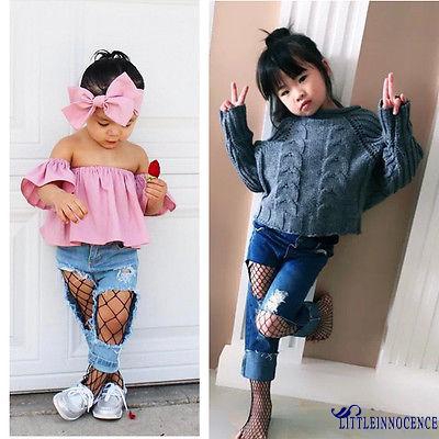 Tất lưới màu đen dài qua gối cho bé gái