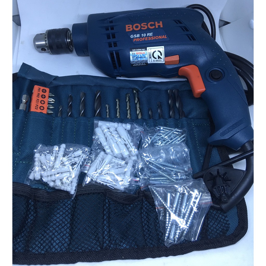 Máy Khoan Tường Bosch GSB 10RE (valy nhựa, bộ mũi khoan + đầu vít)