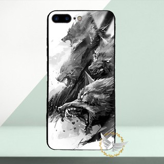Ốp lưng kính cường lực iPhone 7 Plus, iPhone 8 Plus hình Sói