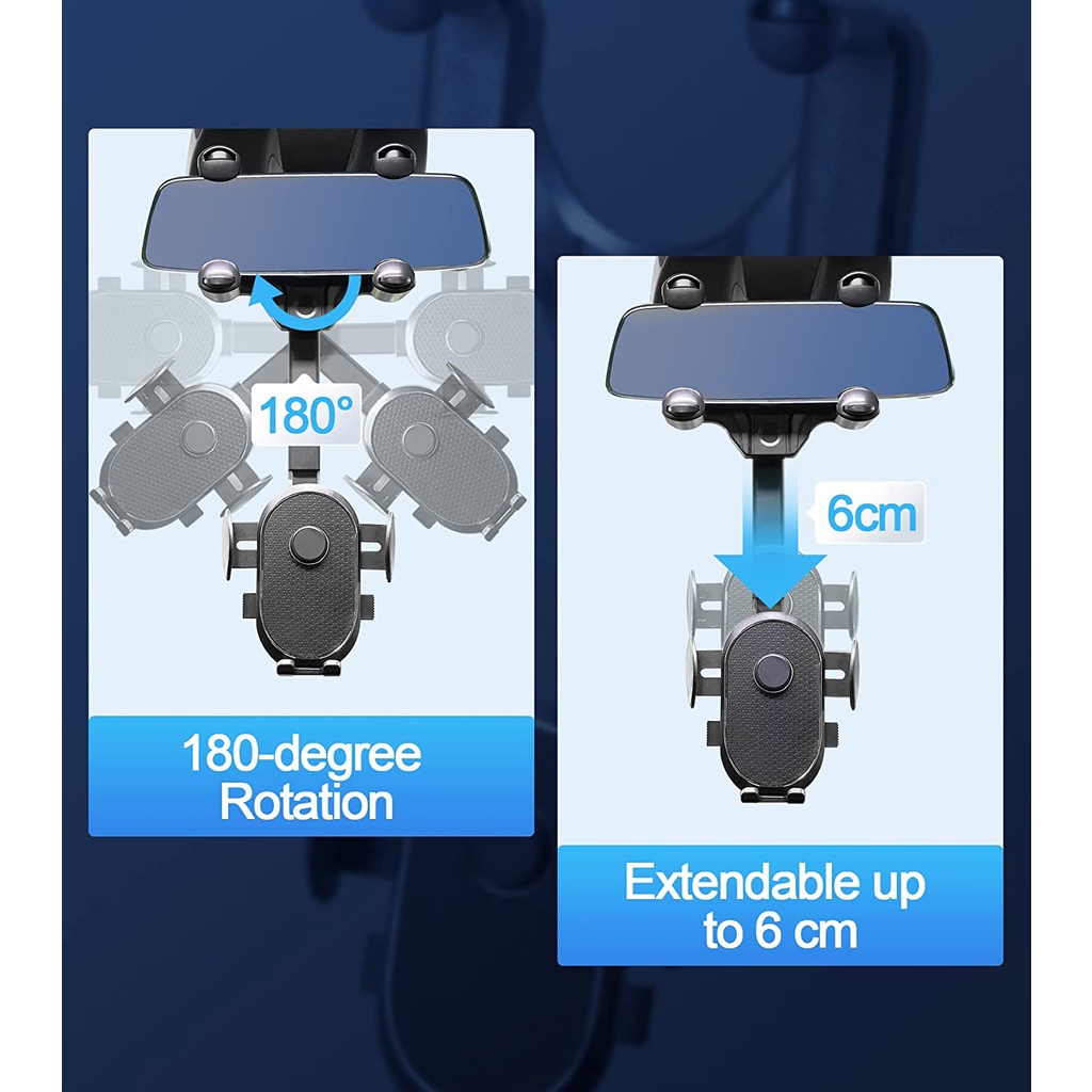 360 Mới° Giá Đỡ Điện Thoại/GPS Xoay Được Thông Dụng Cho Gương Chiếu Hậu Xe Hơi