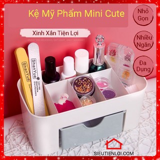 Kệ mỹ phẩm mini nhỏ gọn nhiều ngăn - Kệ mỹ phẩm nhựa mini dễ thương đa dụng siêu tiện lợi