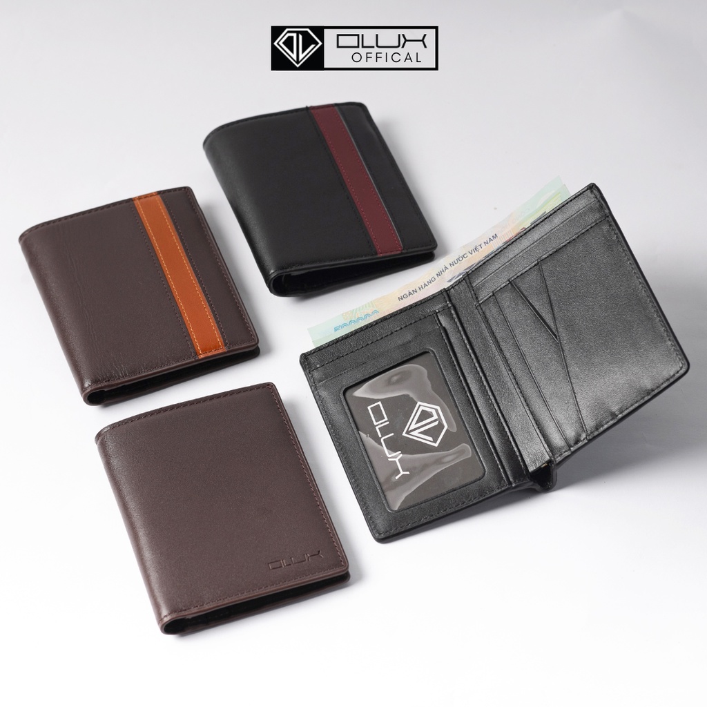 Ví nam mini, bóp nam đứng da bò thật nhập khẩu Safira - thời trang Olux - fullbox