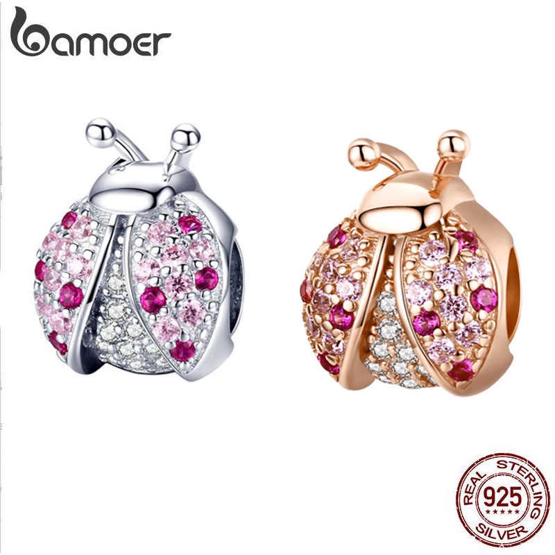 Hạt Phụ Kiện Bamoer Hình Bọ Rùa Đính Đá Nổi Bật Dễ Thương Làm Trang Sức