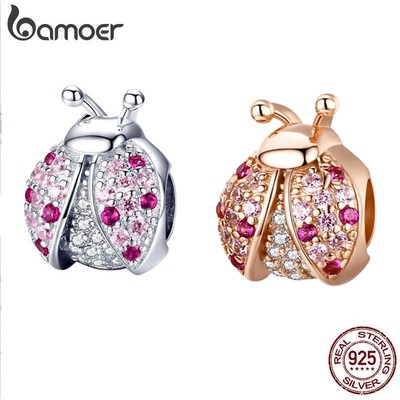 Hạt Phụ Kiện Bamoer Hình Bọ Rùa Đính Đá Nổi Bật Dễ Thương Làm Trang Sức