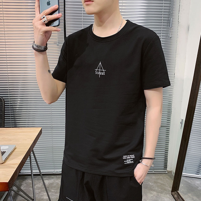 Áo Thun Tay Ngắn Cổ Tròn Dáng Rộng Chất Liệu Cotton Thời Trang Mùa Hè Cho Nam