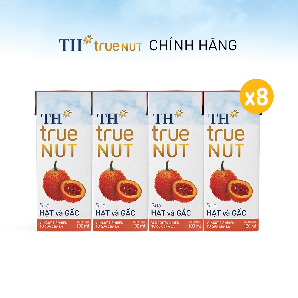 8 Lốc sữa hạt và gấc TH True Nut 180ml (180ml x 4 hộp)